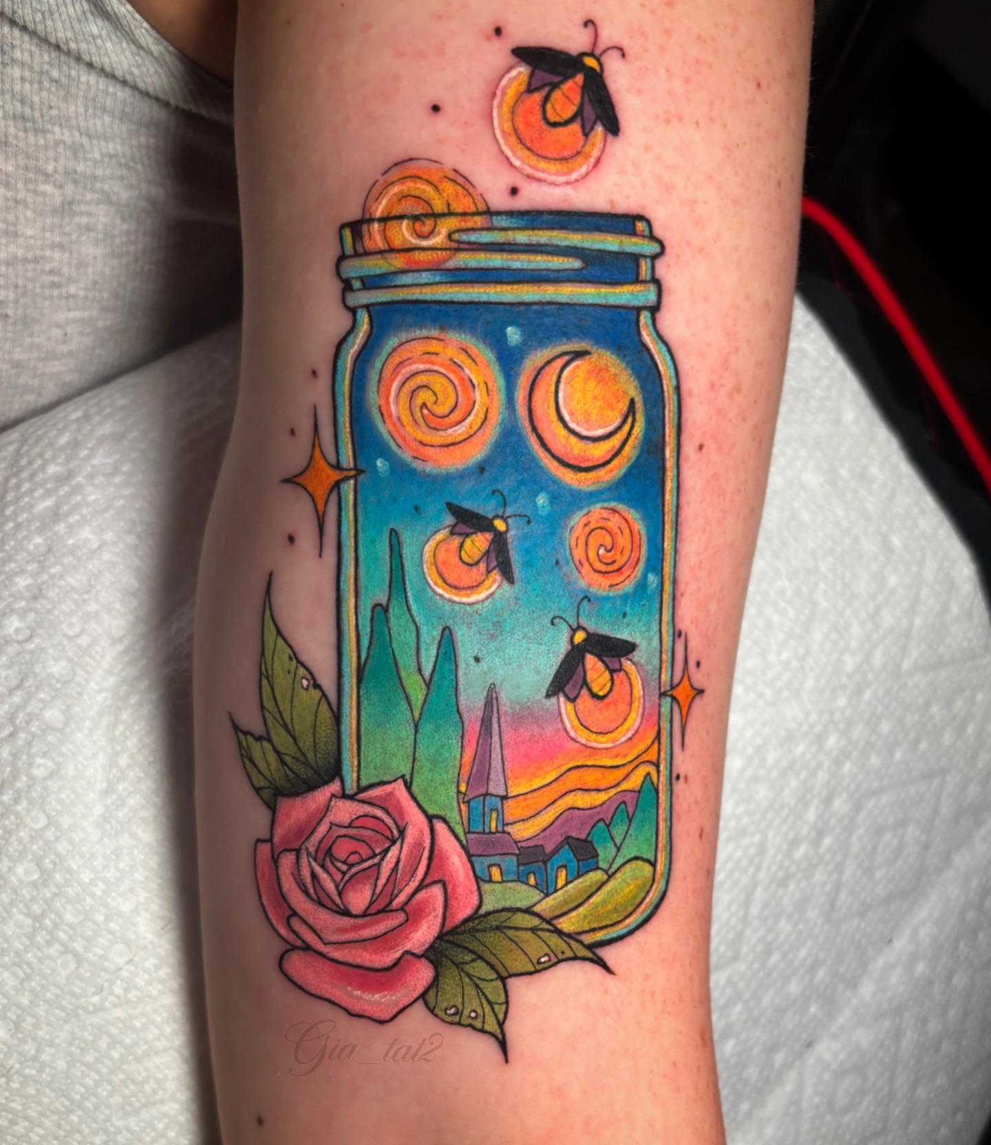 Van Gogh-inspired color tattoo from Idle Hands in Knoxville