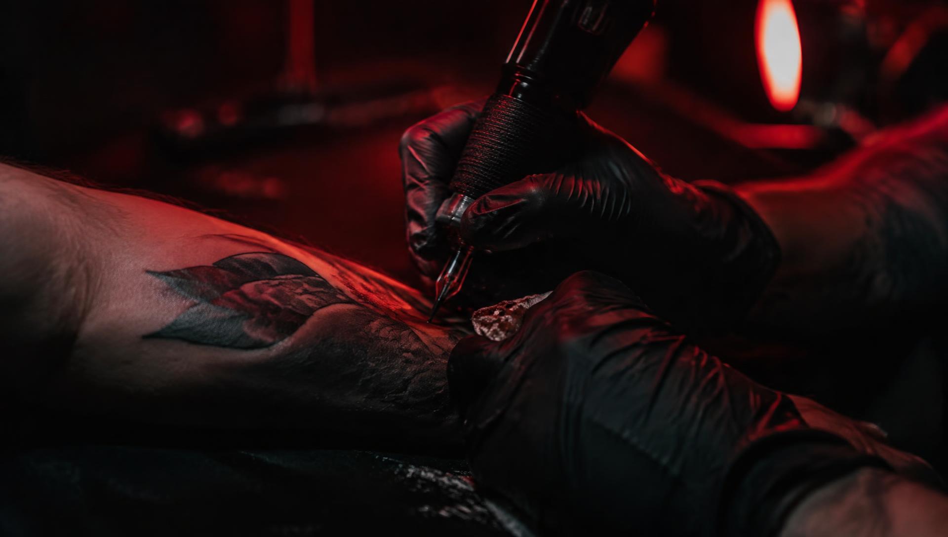 Moody tattoo studio interior